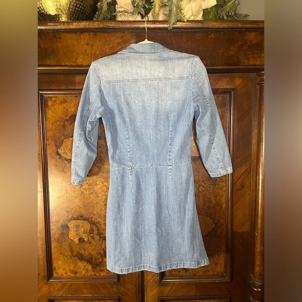 Retrofete Washed Light Blue Denim Button-Front Mini Dress - Picture 6 of 13